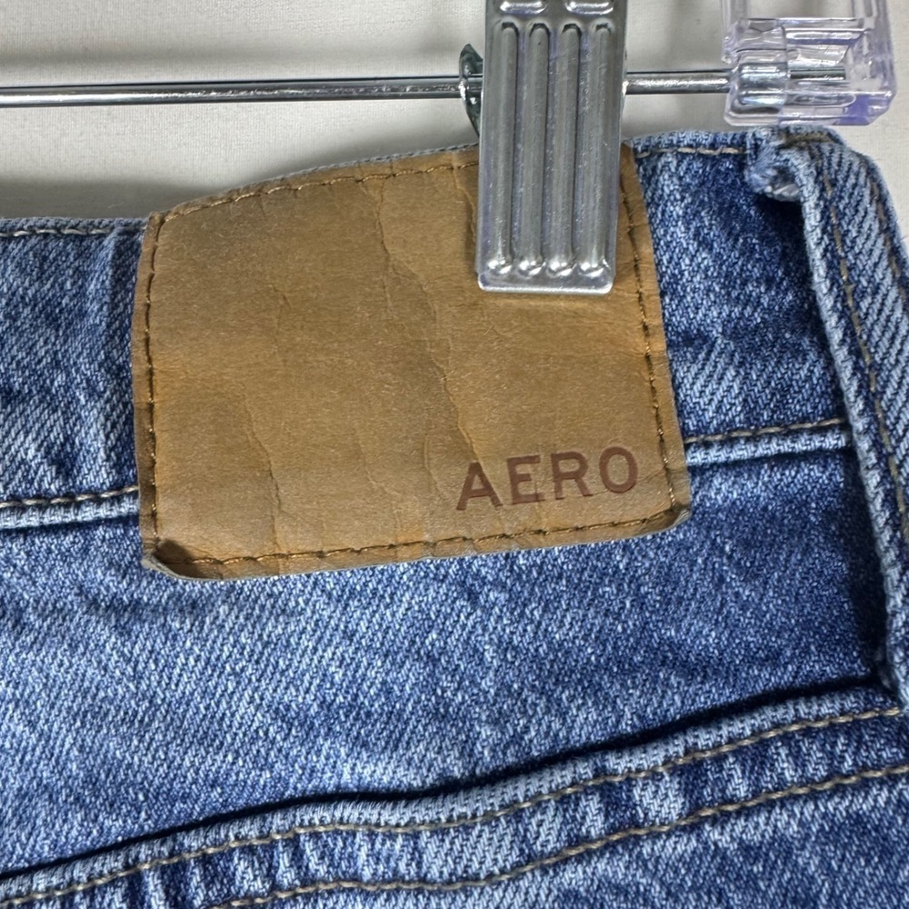 Aeropostale High Rise Baggy Jeans Womens 2 Short Blue Denim Straight Leg - Picture 4 of 6